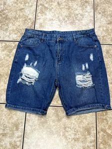 SHEIN Ripped Denim Shorts Size 38
